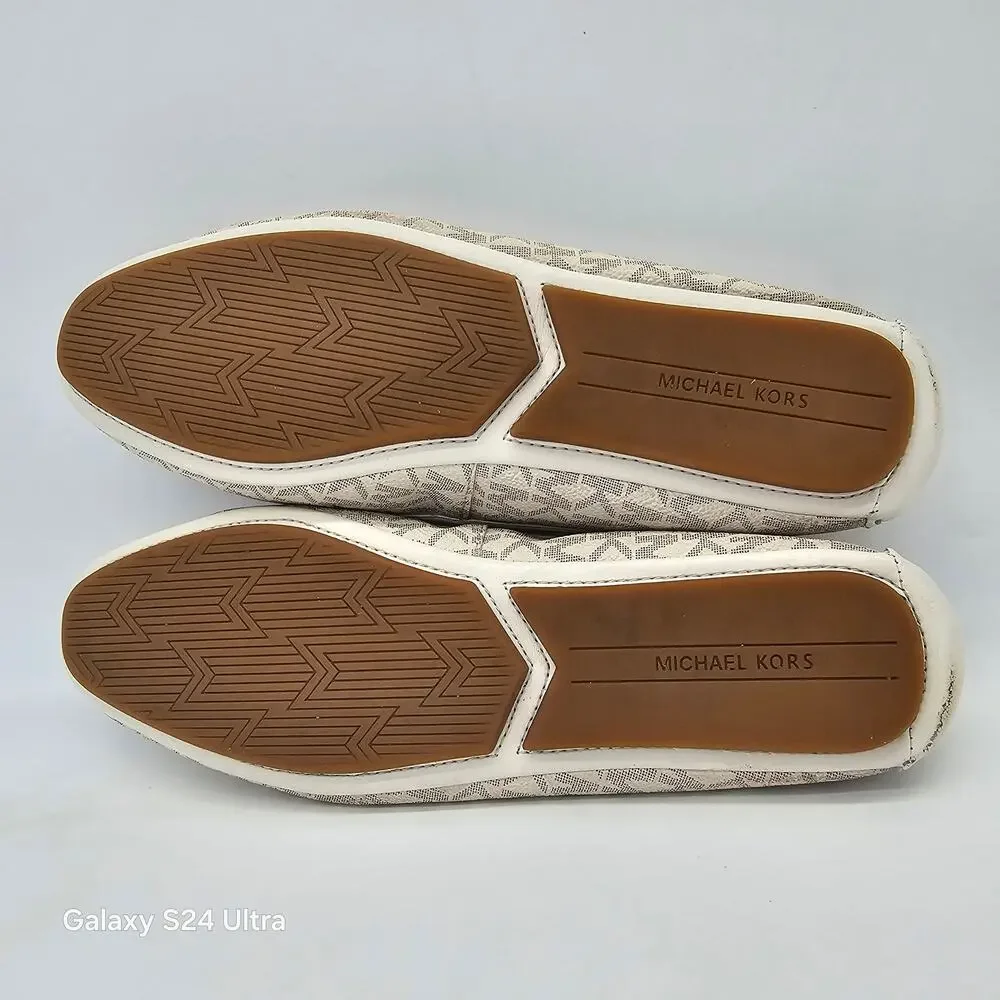 Michael Kors Fulton Logo Moccasin Vanilla Monogram Ballet Flat Moc Women's 9M